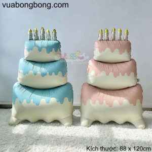 Bong bóng bánh kem gato màu xanh hồng tone pastel size đại